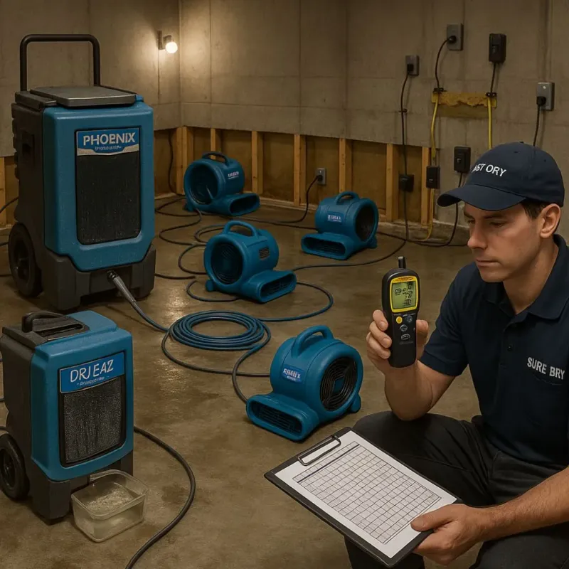 Structural Drying and Dehumidification process in Fullerton, CA